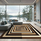 Modern Brown Geometric Infinite Tunnel Rug