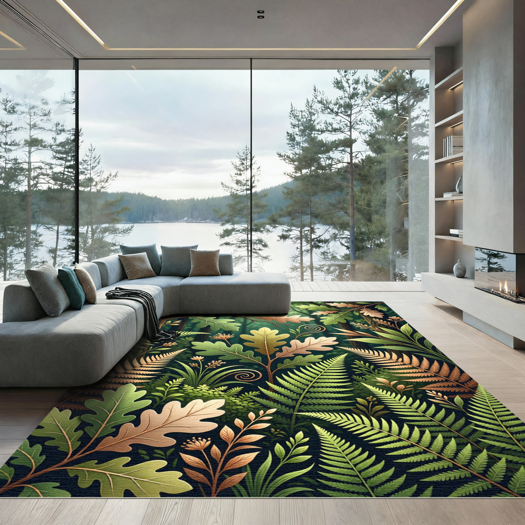Enchanted Forest Leaves and Ferns Rug
