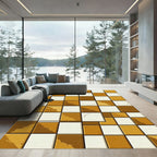 Terracotta White Checkerboard Stone Texture Rug