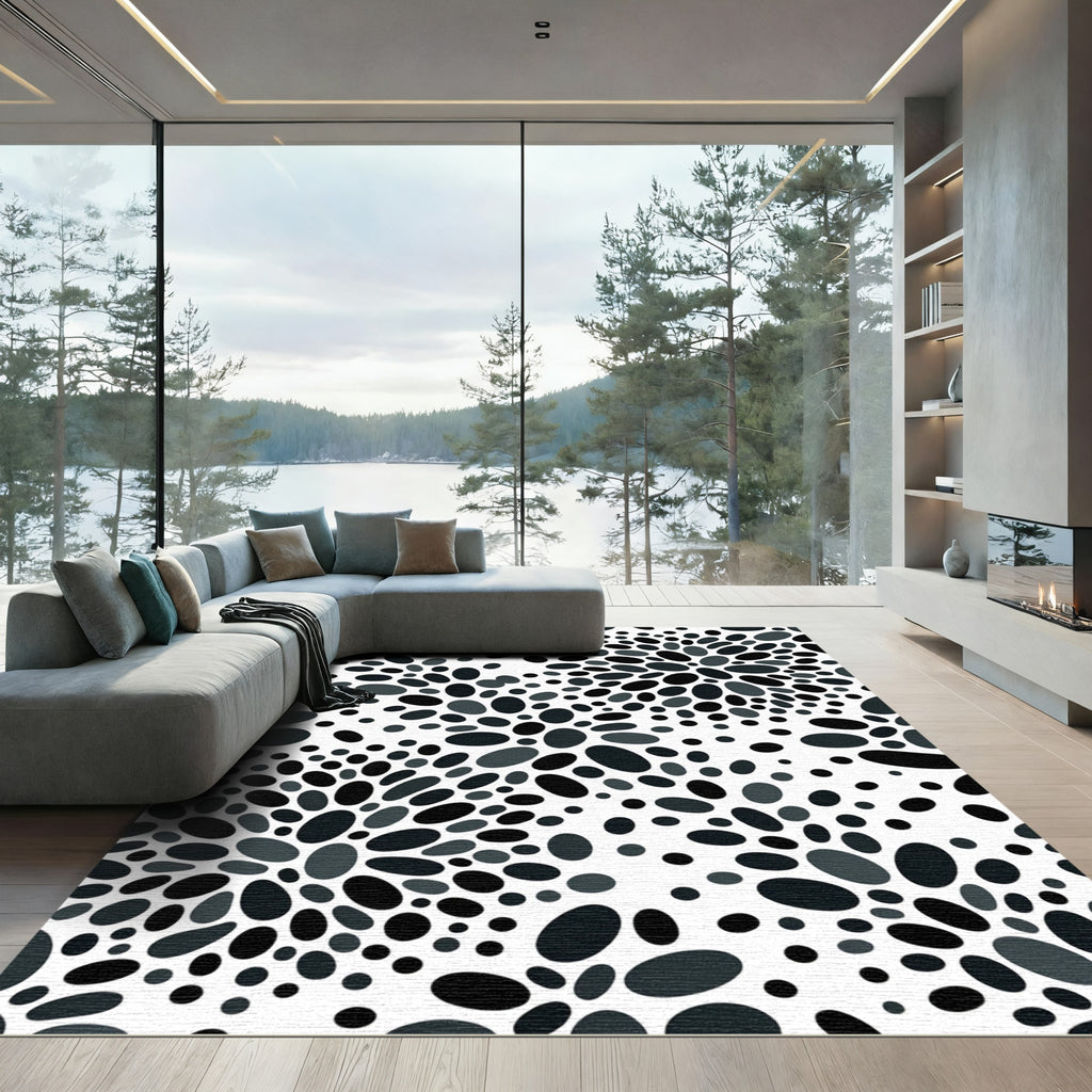 Monochromatic Oval Burst Abstract Rug