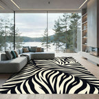 Fluid Cream Black Wild Strokes Rug