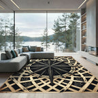 Gilded Black Compass Celestial Medallion Rug