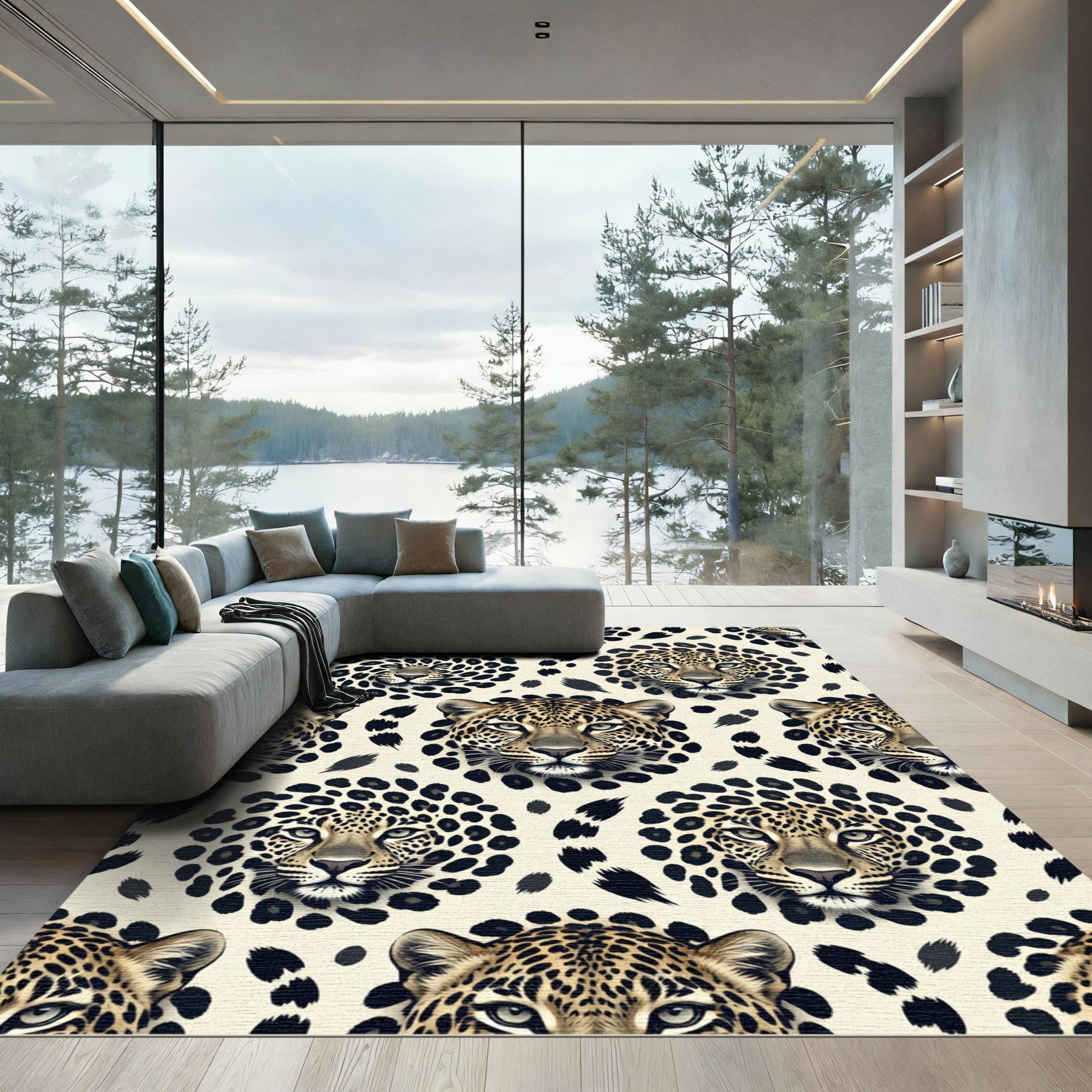 Bold Leopard Face Spots Rug
