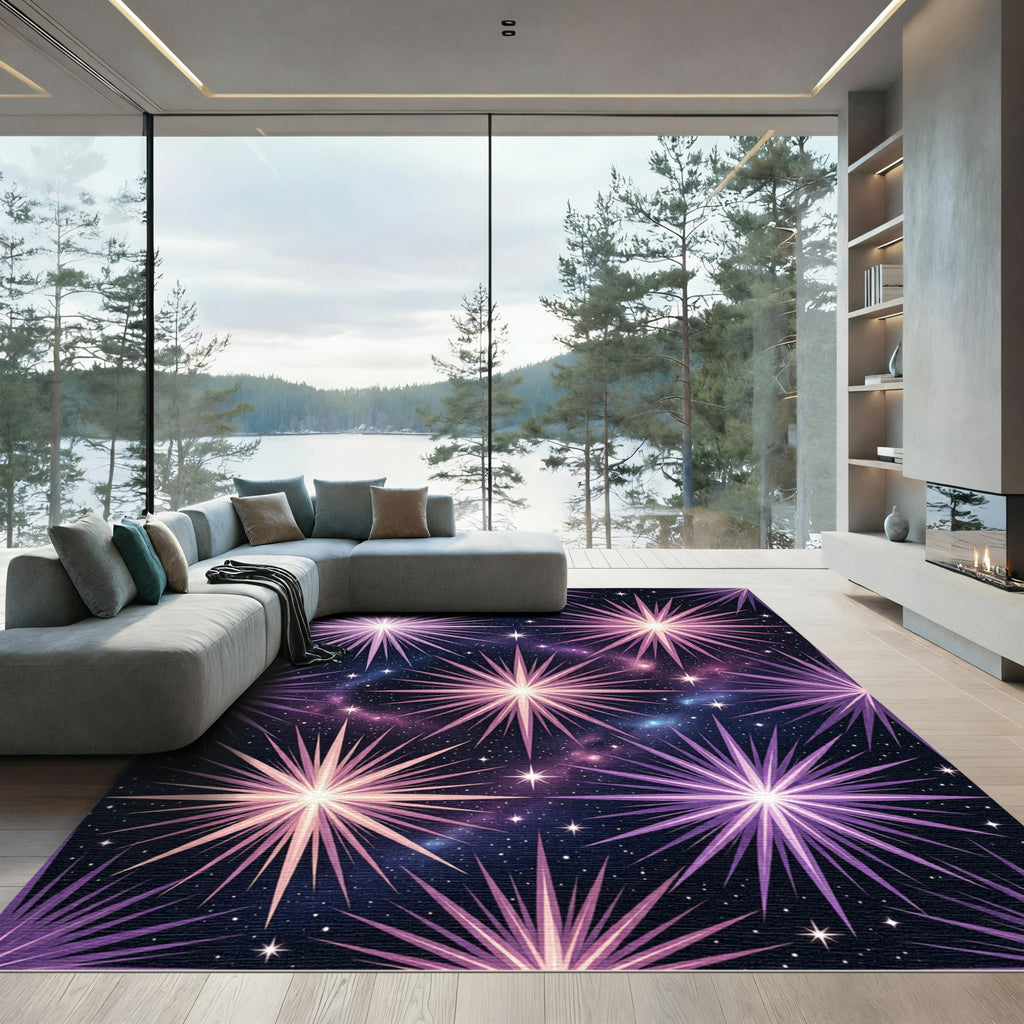 Cosmic Purple Starburst Nebula Rug
