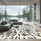 Strokes Scattered Black White Rug