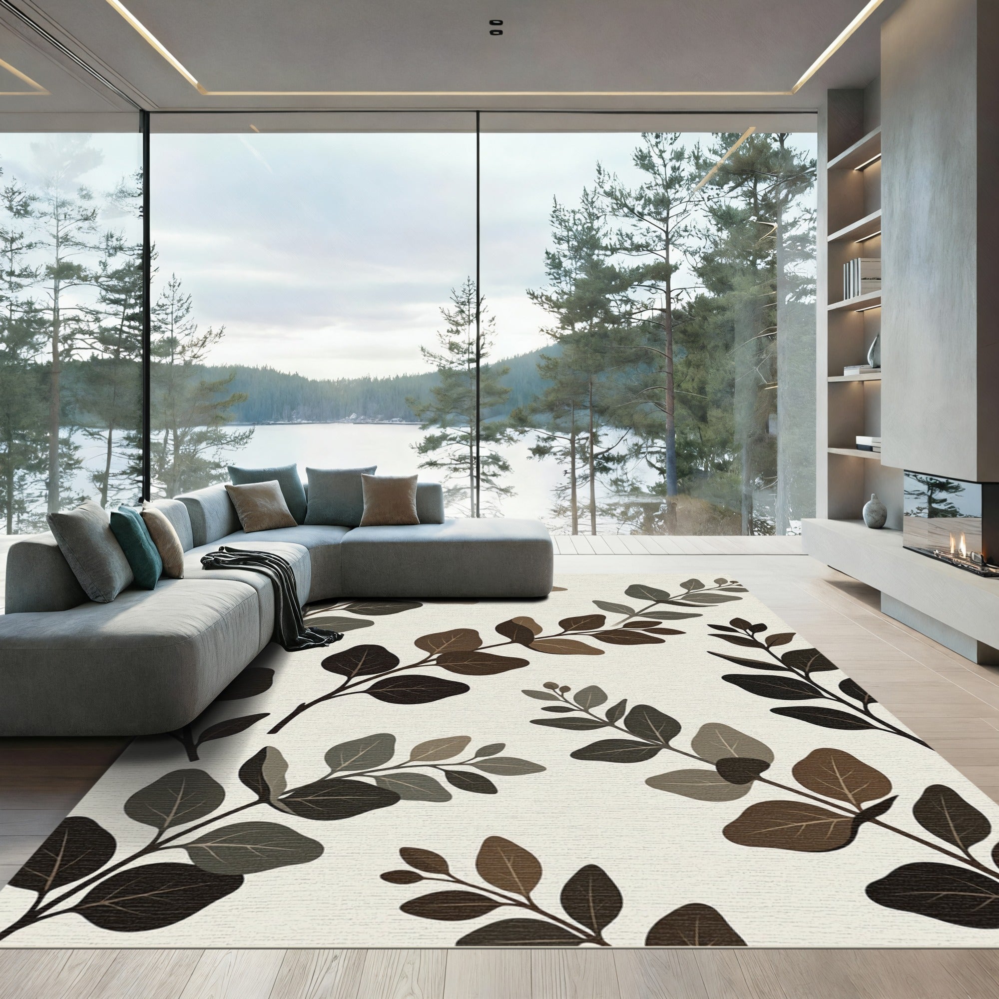 Earthy Tone Eucalyptus Branches Rug