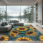 Radiant Sunflower Floral Art Nouveau Rug