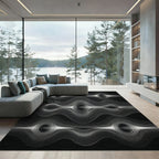 Abstract White Wave Flow Rug