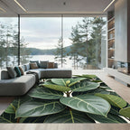 Vibrant Green Leafy Botanical Pattern Rug