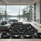Geometric Dark Gray Relief Facet Rug