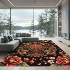 Golden Dragon Lotus Floral Medallion Rug