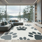 Minimalist Charcoal Paw Print Rug