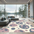 Soft Dusty Pink and Blue Polka Dot Rug