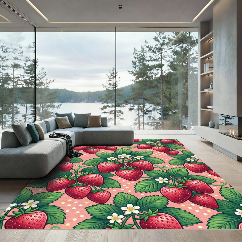 Pink Polka Dot Strawberry Garden Rug