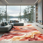 Abstract Coral Ombre Ocean Wave Rug
