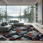 Urban Ruin Abstract Orange Splatter Rug