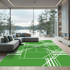 Vibrant Green Abstract Court Graphic Rug