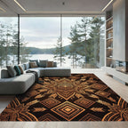 Golden Mandala Geometric Arrow Art Rug