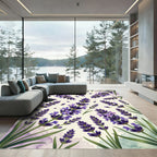 Watercolor Lavender Sprig Botanical Illustration Rug