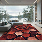 Elegant Crimson Rose Petal Art Rug
