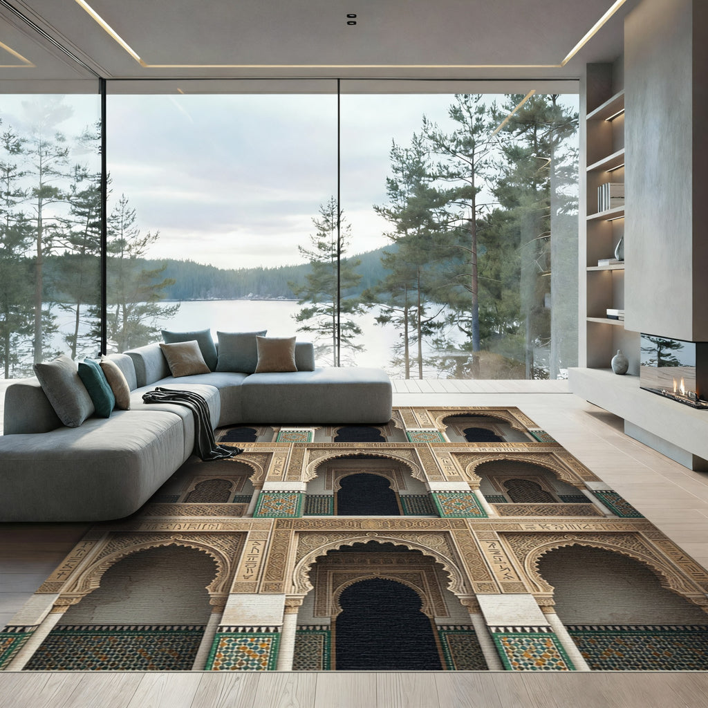 Grand Arched Tile Geometric Tapestry Rug