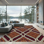Crimson Orange Medallion Lattice Rug