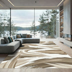 Brown Brush Stroke Abstract Swirl Rug
