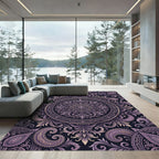 Elegant Purple Paisley Mandala Medallion Rug