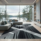 Monochromatic Geometric Illusion Stairway Rug