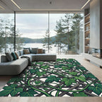 Lush Green Ivy Lattice Trellis Rug
