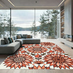 Terracotta Floral Pomegranate Botanical Illustration Rug