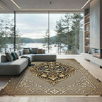 Gilded Bronze Ornate Floral Medallion Rug