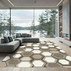 Earthy Tone Hexagon Layered Rug