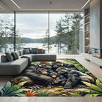 Majestic Gorilla Family Lush Forest Rug