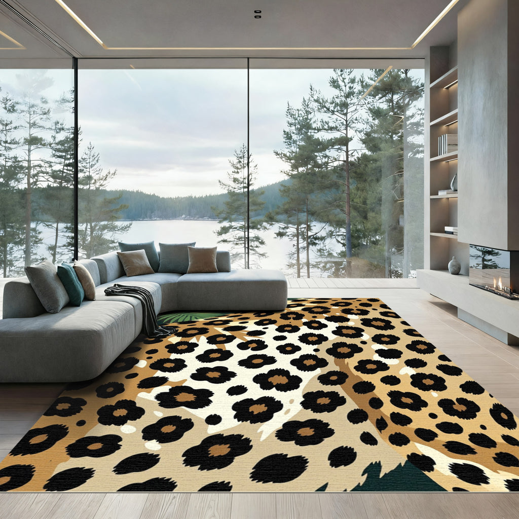 Bold Leopard Spot Jungle Illustration Rug