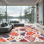Abstract Terrazzo Shapes Peach Indigo Rug