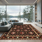 Deep Burgundy Floral Fish Diamond Tapestry Rug