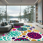 Vibrant Multicolored Polka Dot Spheres Rug