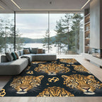 Leopard Print Animal Face Composition Rug