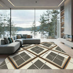 Brown White Diamond Argyle Rug