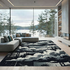 Industrial Cloudscape Monochrome Abstract Art Rug