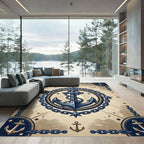 Nautical Blue Anchor and Rope Embellishment Rug
