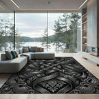 Monochromatic Silver Intricate Paisley Knot Rug