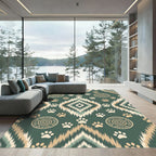 Sage Green Tribal Paw Diamond Ikat Rug