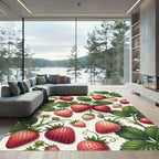 Vibrant Strawberry Botanical Berry Illustration Rug