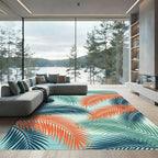 Vibrant Tropical Palm Leaf Botanical Rug