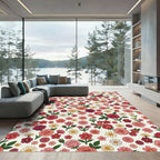 Romantic Red Pink Floral Button Collage Rug