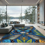 Vibrant Botanical Butterfly Garden Meadow Rug