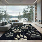 Gray Abstract Paw Impression Rug