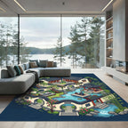 Serene Zen Garden Pavilion Landscape Rug